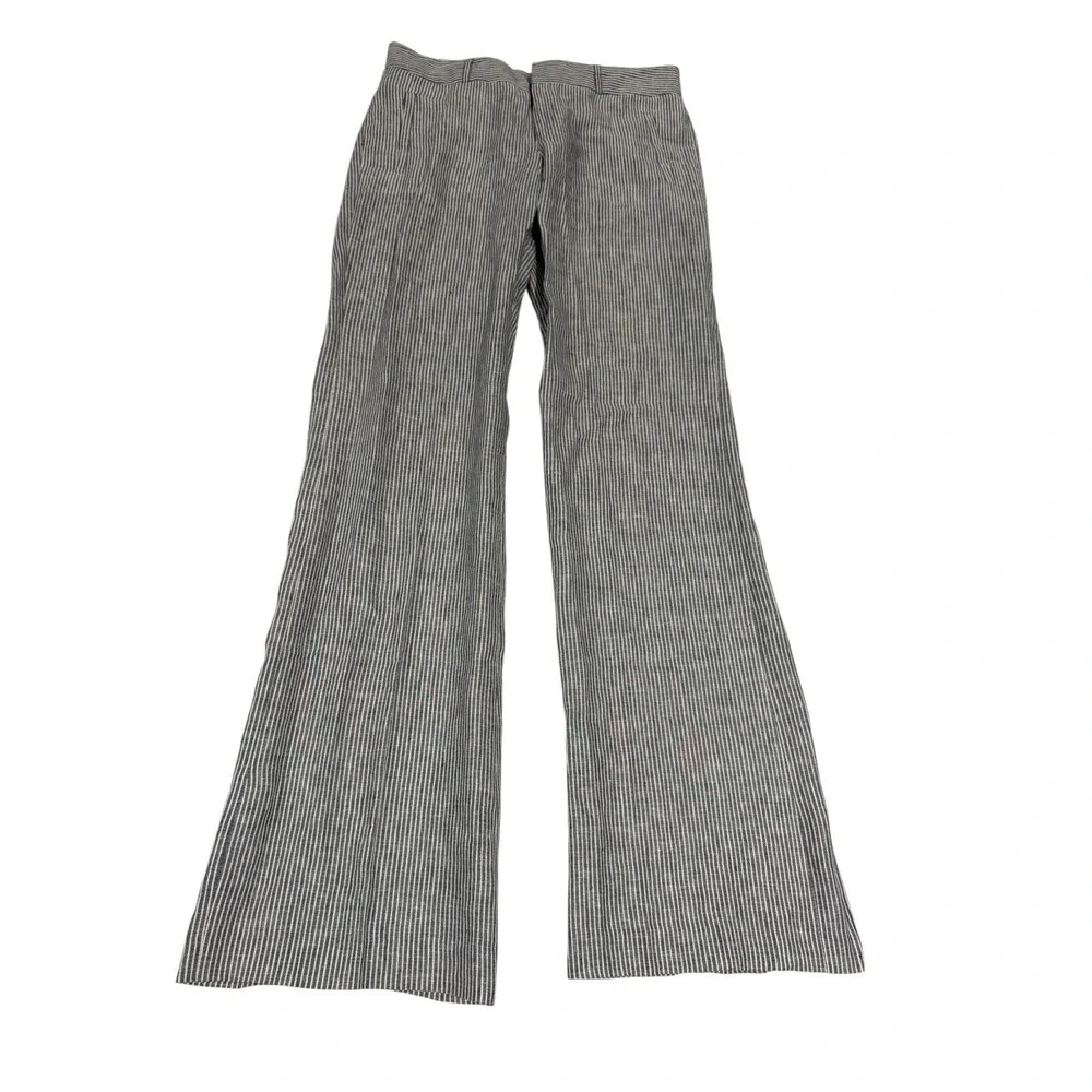 Banana Republic Trouser No. 718 Martin Fit Pants Women Size 8L Blue White Linen